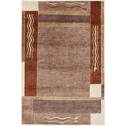 Modcar 6' 4" X 9' 9" Hand-Knotted Wool Rug 6' 4" X 9' 9" (193 X 297) / Brown / Brown