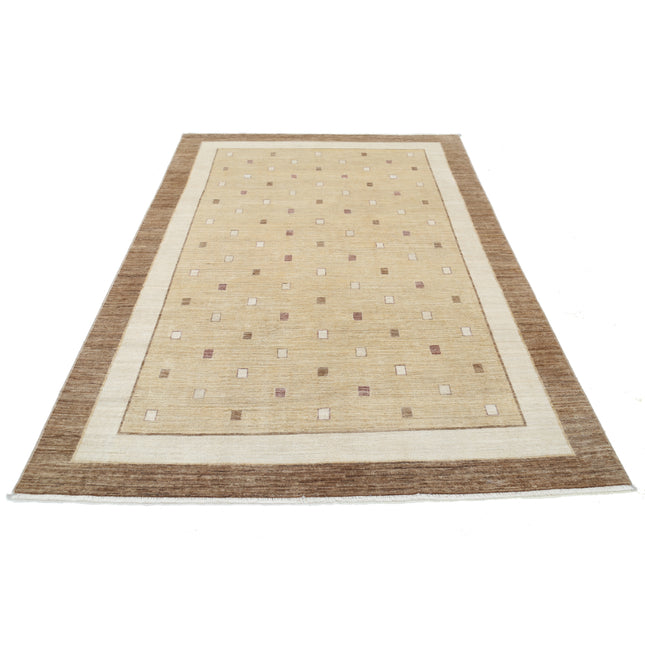 Modcar 5' 7" X 8' 0" Hand-Knotted Wool Rug 5' 7" X 8' 0" (170 X 244) / Gold / Brown
