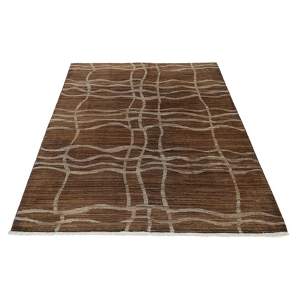 Modcar 5' 0" X 6' 2" Hand-Knotted Wool Rug 5' 0" X 6' 2" (152 X 188) / Brown / Brown