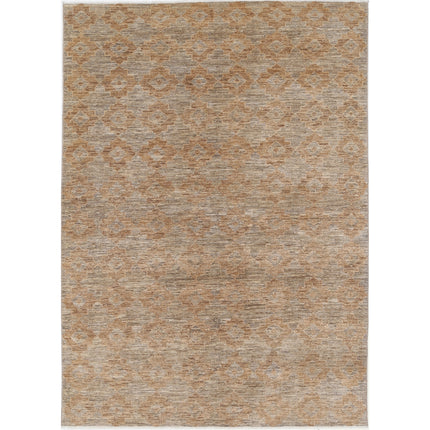 Modcar 6' 7" X 9' 5" Hand-Knotted Wool Rug 6' 7" X 9' 5" (201 X 287) / Brown / Grey