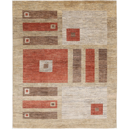 Modcar 7' 10" X 9' 9" Hand-Knotted Wool Rug 7' 10" X 9' 9" (239 X 297) / Brown / Rust