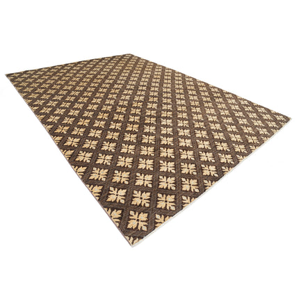 Modcar 10' 1" X 13' 9" Hand-Knotted Wool Rug 10' 1" X 13' 9" (307 X 419) / Brown / Gold