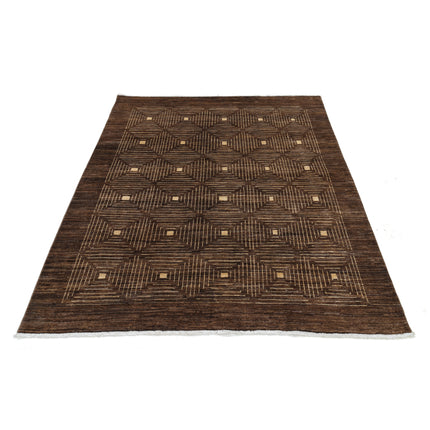 Modcar 4' 10" X 6' 2" Hand-Knotted Wool Rug 4' 10" X 6' 2" (147 X 188) / Brown / Brown
