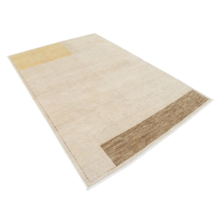 Modcar 5' 11" X 8' 7" Hand-Knotted Wool Rug 5' 11" X 8' 7" (180 X 262) / Ivory / Gold