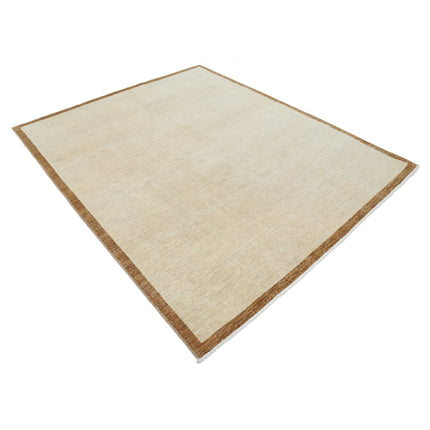 Modcar 6' 8" X 7' 10" Hand-Knotted Wool Rug 6' 8" X 7' 10" (203 X 239) / Ivory / Brown