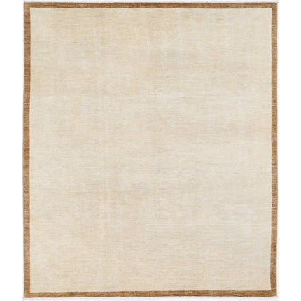 Modcar 6' 8" X 7' 10" Hand-Knotted Wool Rug 6' 8" X 7' 10" (203 X 239) / Ivory / Brown