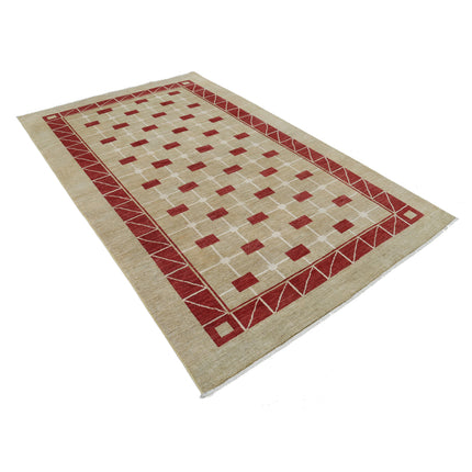 Modcar 5' 8" X 9' 2" Hand-Knotted Wool Rug 5' 8" X 9' 2" (173 X 279) / Brown / Red