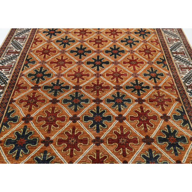 Humna 7' 2" X 9' 10" Hand-Knotted Wool Rug 7' 2" X 9' 10" (218 X 300) / Brown / Ivory