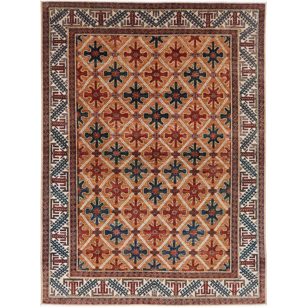 Humna 7' 2" X 9' 10" Hand-Knotted Wool Rug 7' 2" X 9' 10" (218 X 300) / Brown / Ivory