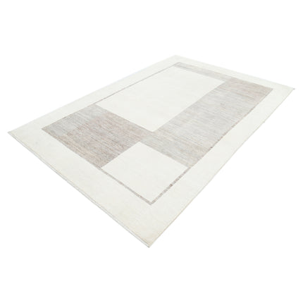 Modcar 6' 3" X 9' 5" Hand-Knotted Wool Rug 6' 3" X 9' 5" (191 X 287) / Ivory / Grey