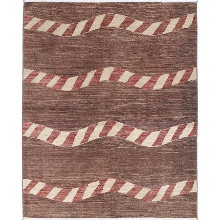 Modcar 4' 4" X 5' 6" Hand-Knotted Wool Rug 4' 4" X 5' 6" (132 X 168) / Brown / Brown