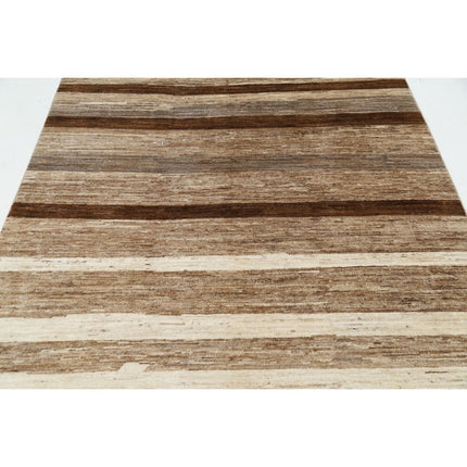 Modcar 5' 6" X 7' 7" Hand-Knotted Wool Rug 5' 6" X 7' 7" (168 X 231) / Brown / Grey