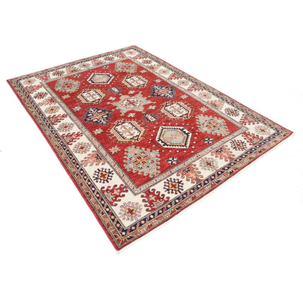 Kazak 5' 9" X 7' 8" Hand-Knotted Wool Rug 5' 9" X 7' 8" (175 X 234) / Red / Ivory