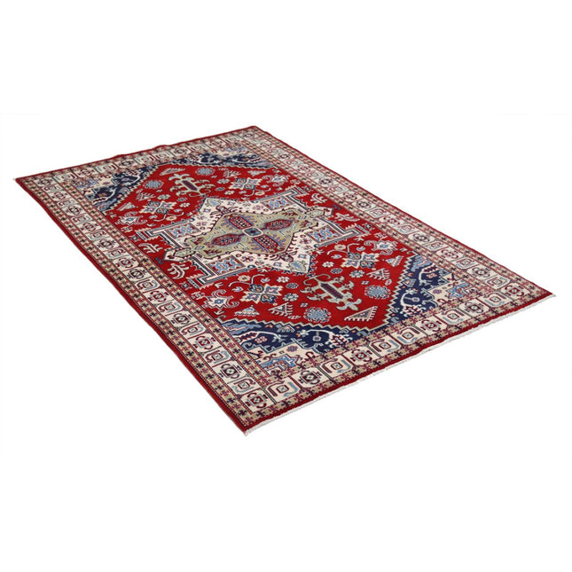 Kazak 4' 1" X 6' 2" Wool Hand Knotted Rug