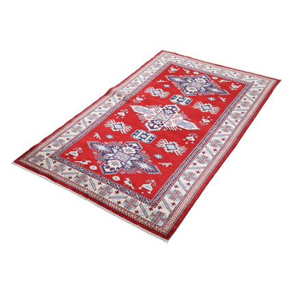 Kazak 3' 2" X 4' 11" Wool Hand Knotted Rug