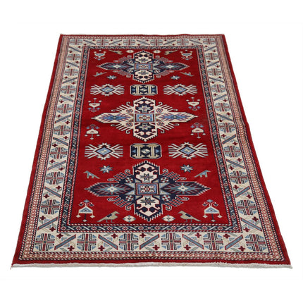 Kazak 3' 2" X 4' 11" Wool Hand Knotted Rug