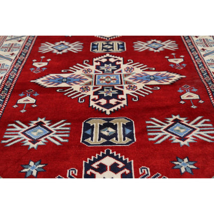 Kazak 3' 2" X 4' 11" Wool Hand Knotted Rug