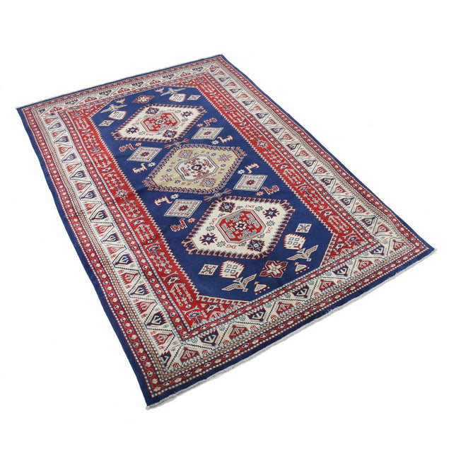 Kazak 4' 4" X 5' 10" Wool Hand Knotted Rug