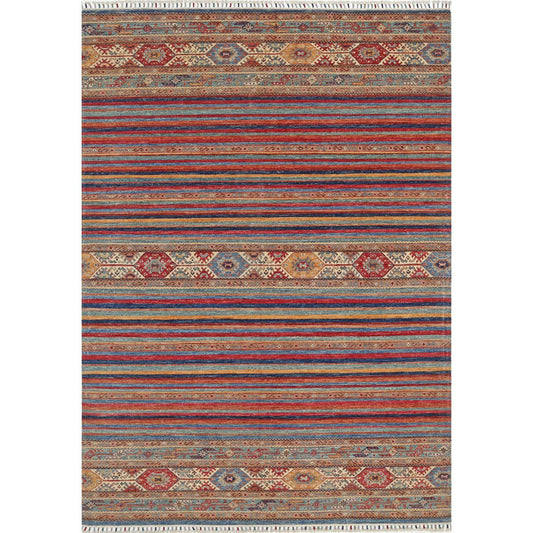 Khurjeen Collection Hand Knotted Multicolor 6'9" X 9'6" Rectangle Farhan Design Wool Rug