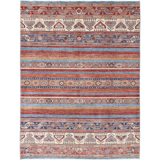 Khurjeen Collection Hand Knotted Multicolor 5'10" X 7'7" Rectangle Farhan Design Wool Rug
