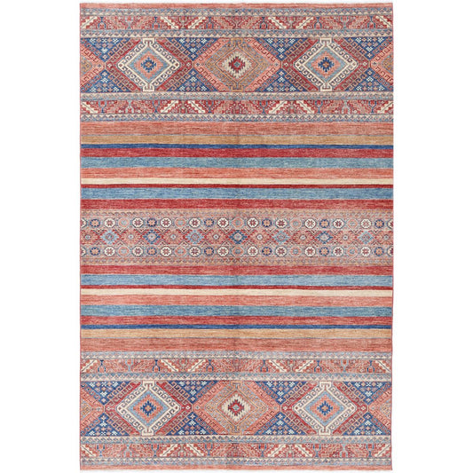 Khurjeen Collection Hand Knotted Multicolor 6'8" X 10'0" Rectangle Farhan Design Wool Rug
