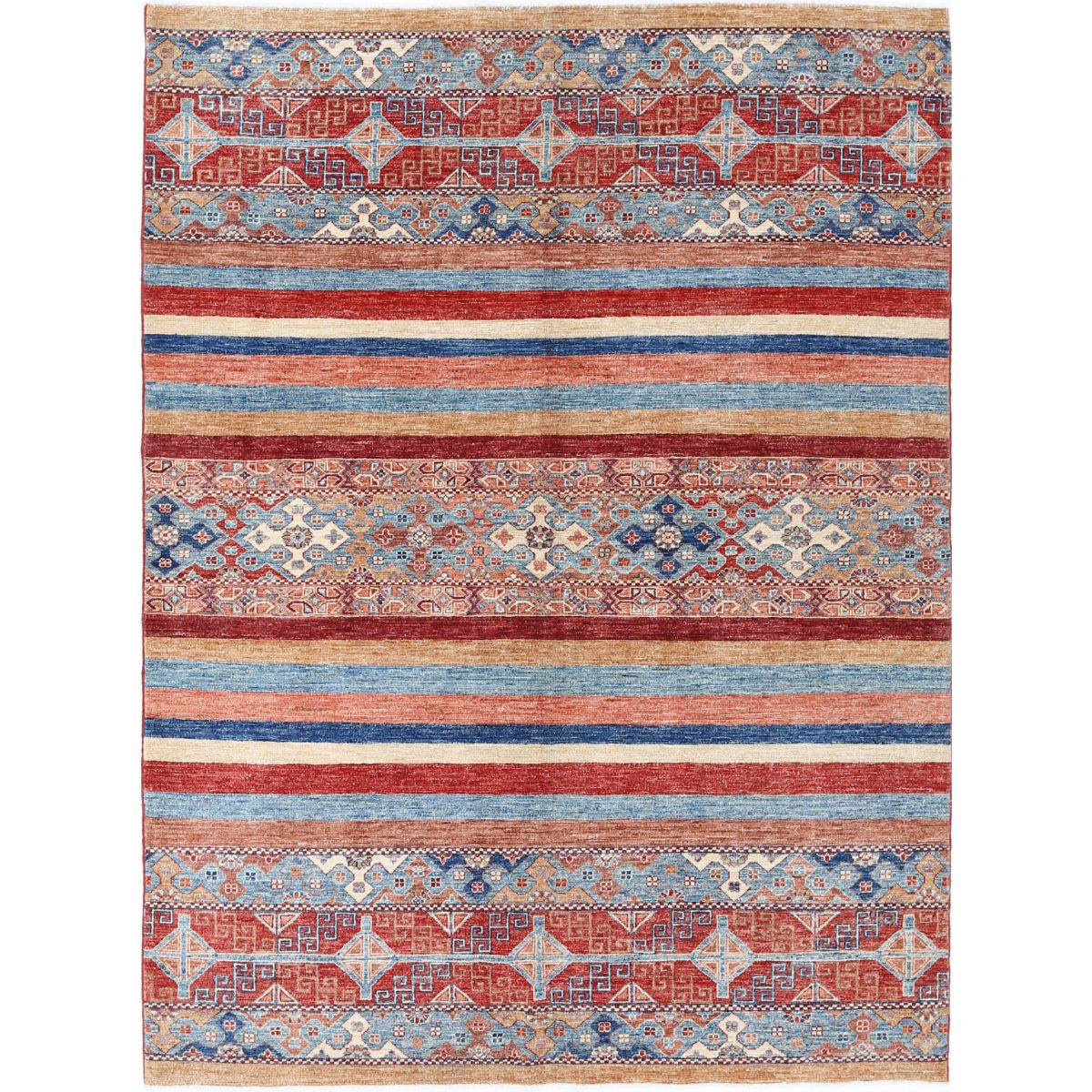 Khurjeen Collection Hand Knotted Multicolor 5'10" X 7'8" Rectangle Farhan Design Wool Rug