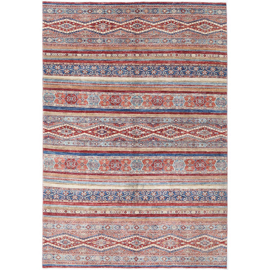 Khurjeen Collection Hand Knotted Multicolor 6'5" X 9'5" Rectangle Farhan Design Wool Rug