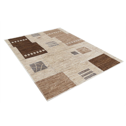 Modcar 5' 1" X 6' 8" Hand-Knotted Wool Rug 5' 1" X 6' 8" (155 X 203) / Brown / Brown