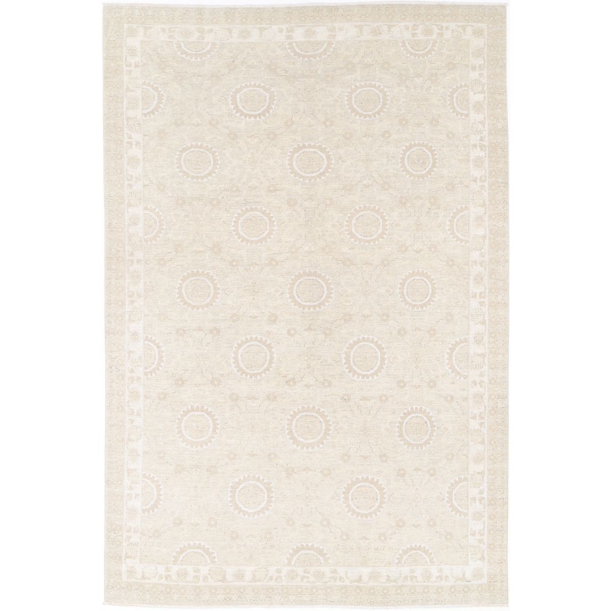 Serenity Collection Hand Knotted Grey 6'6" X 9'11" Rectangle Tabriz Design Wool Rug