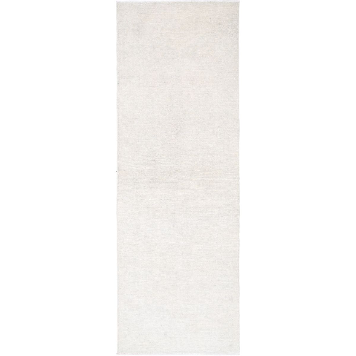 Serenity Collection Hand Knotted Ivory 3'3" X 10'2" Runner Tabriz Design Wool Rug