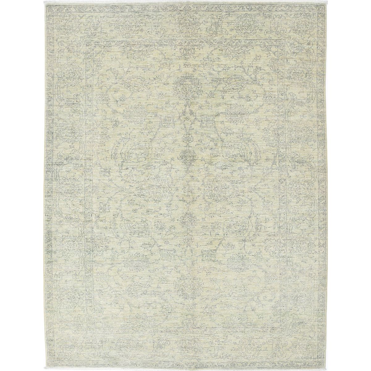 Serenity Collection Hand Knotted Gold 5'8" X 7'6" Rectangle Farhan Design Wool Rug