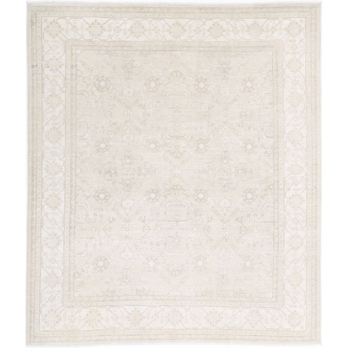 Serenity Collection Hand Knotted Brown 8'2" X 9'7" Rectangle Tabriz Design Wool Rug