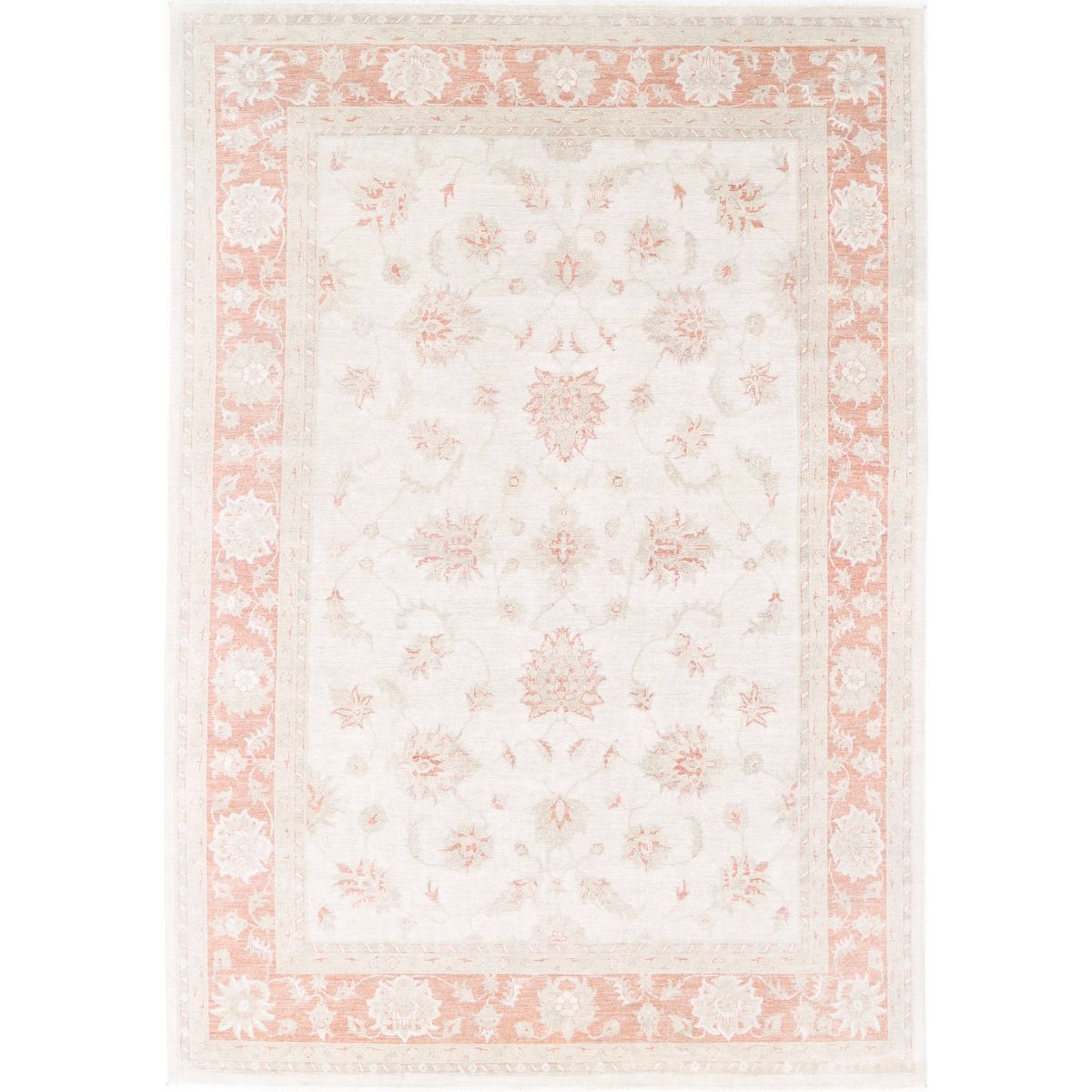 Serenity Collection Hand Knotted Ivory 8'0" X 11'9" Rectangle Farhan Design Wool Rug