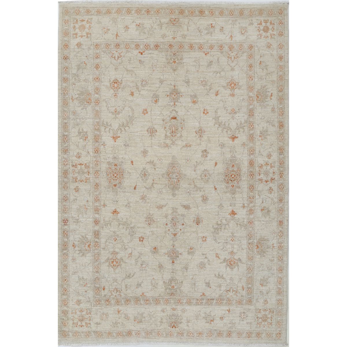 Serenity Collection Hand Knotted Ivory 5'7" X 7'10" Rectangle Farhan Design Wool Rug