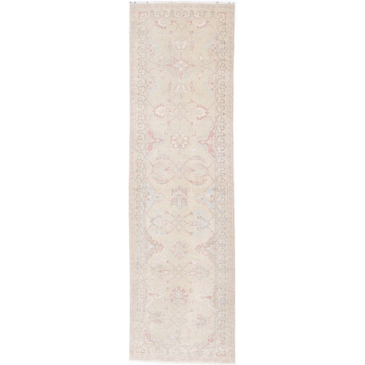 Serenity Collection Hand Knotted Gold 2'6" X 9'6" Runner Farhan Design Wool Rug