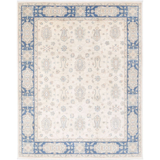 Serenity Collection Hand Knotted Ivory 7'11" X 9'10" Rectangle Farhan Design Wool Rug