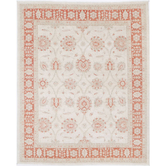 Serenity Collection Hand Knotted Ivory 7'11" X 9'7" Rectangle Farhan Design Wool Rug
