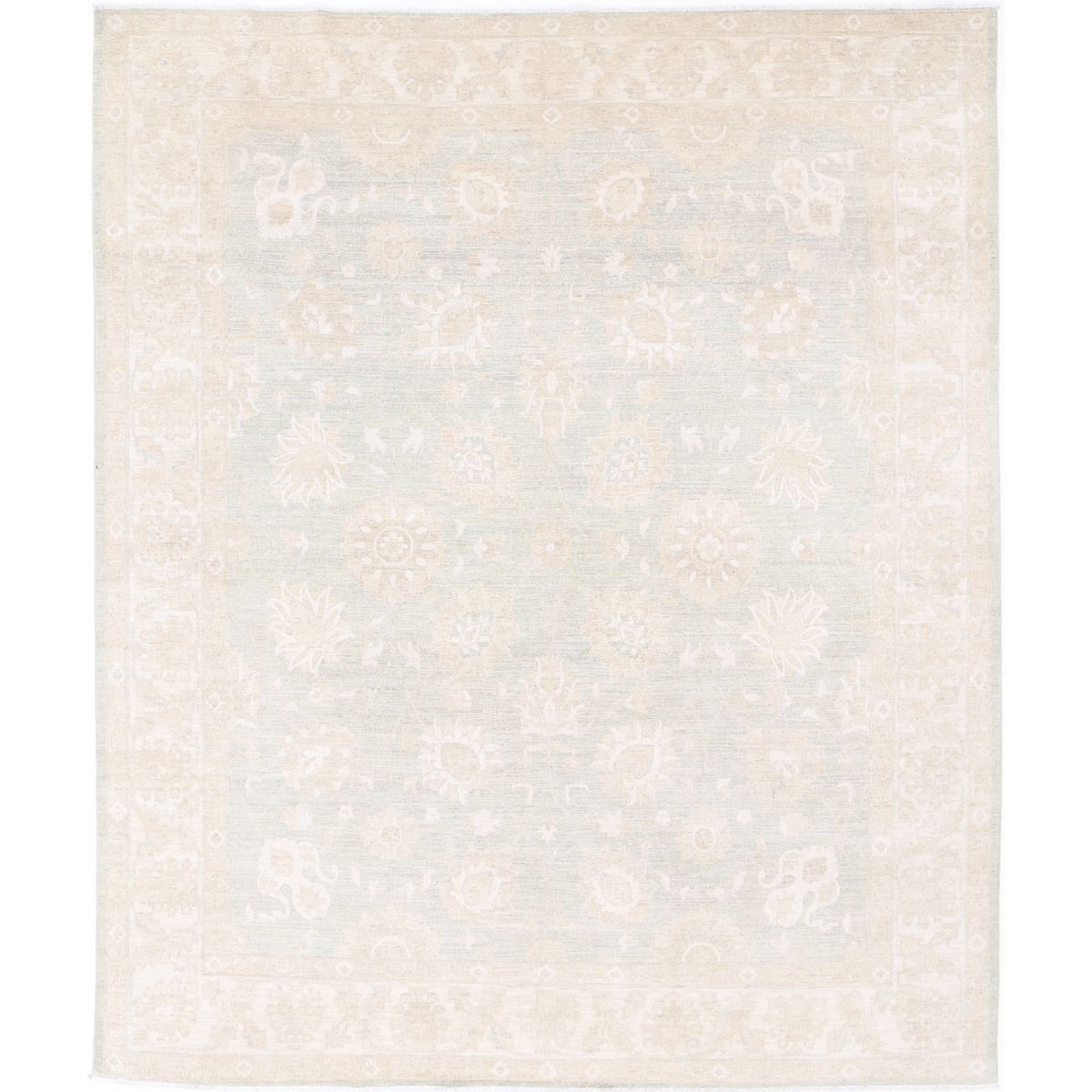 Serenity Collection Hand Knotted Blue 8'1" X 9'8" Rectangle Farhan Design Wool Rug