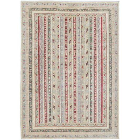Shaal Collection Hand Knotted Multicolor 6'9" X 9'7" Rectangle Farhan Design Wool Rug
