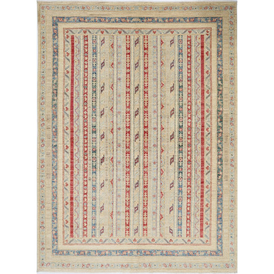 Shaal Collection Hand Knotted Multicolor 6'9" X 9'6" Rectangle Farhan Design Wool Rug