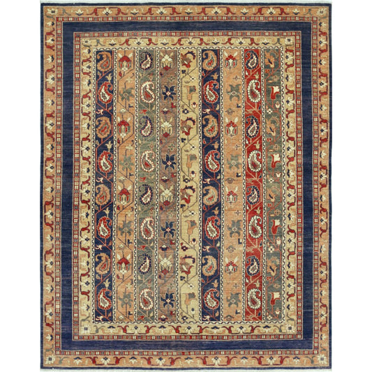 Shaal Collection Hand Knotted Multicolor 7'10" X 9'11" Rectangle Farhan Design Wool Rug