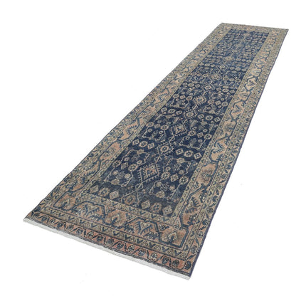Vintage 3'5" X 13'7" Wool Hand-Knotted Rug