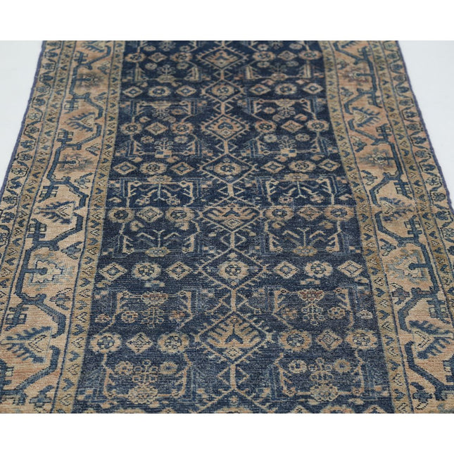 Vintage 3'5" X 13'7" Wool Hand-Knotted Rug