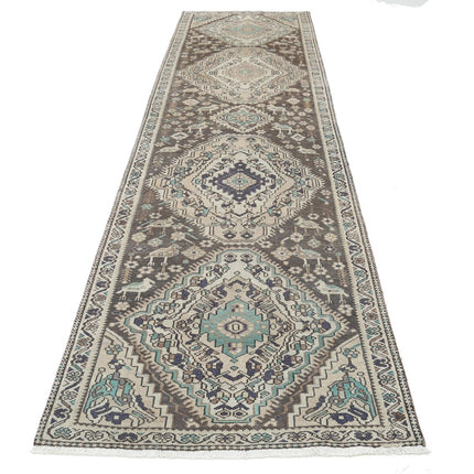 Vintage 3'3" X 10'8" Wool Hand-Knotted Rug