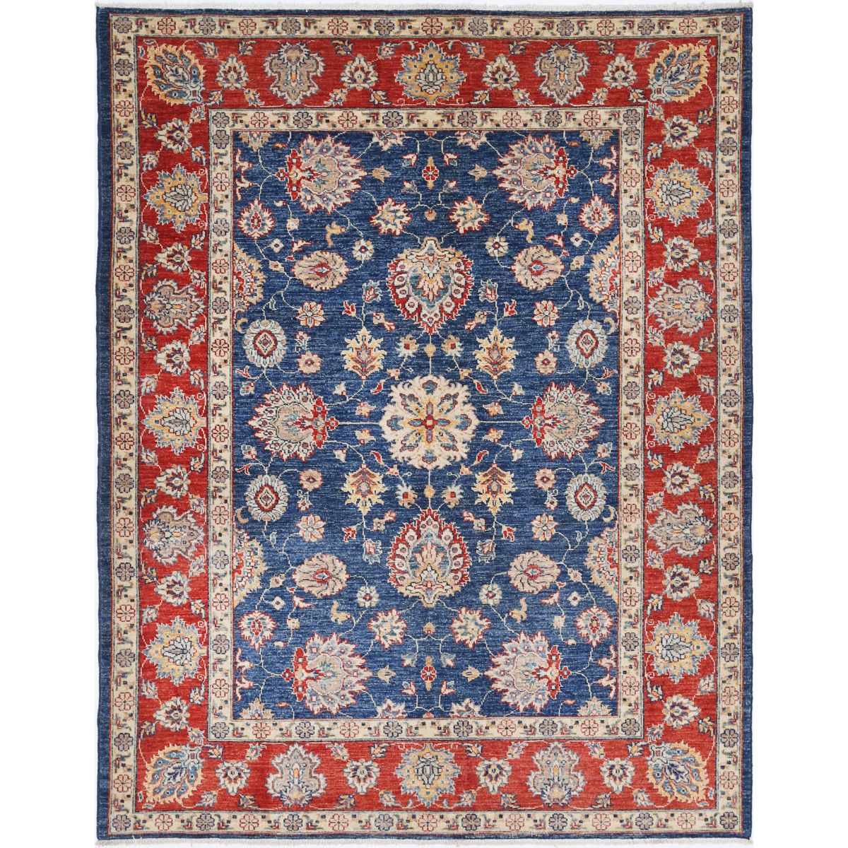 Ziegler Collection Hand Knotted Blue 5'1" X 6'9" Rectangle Farhan Design Wool Rug