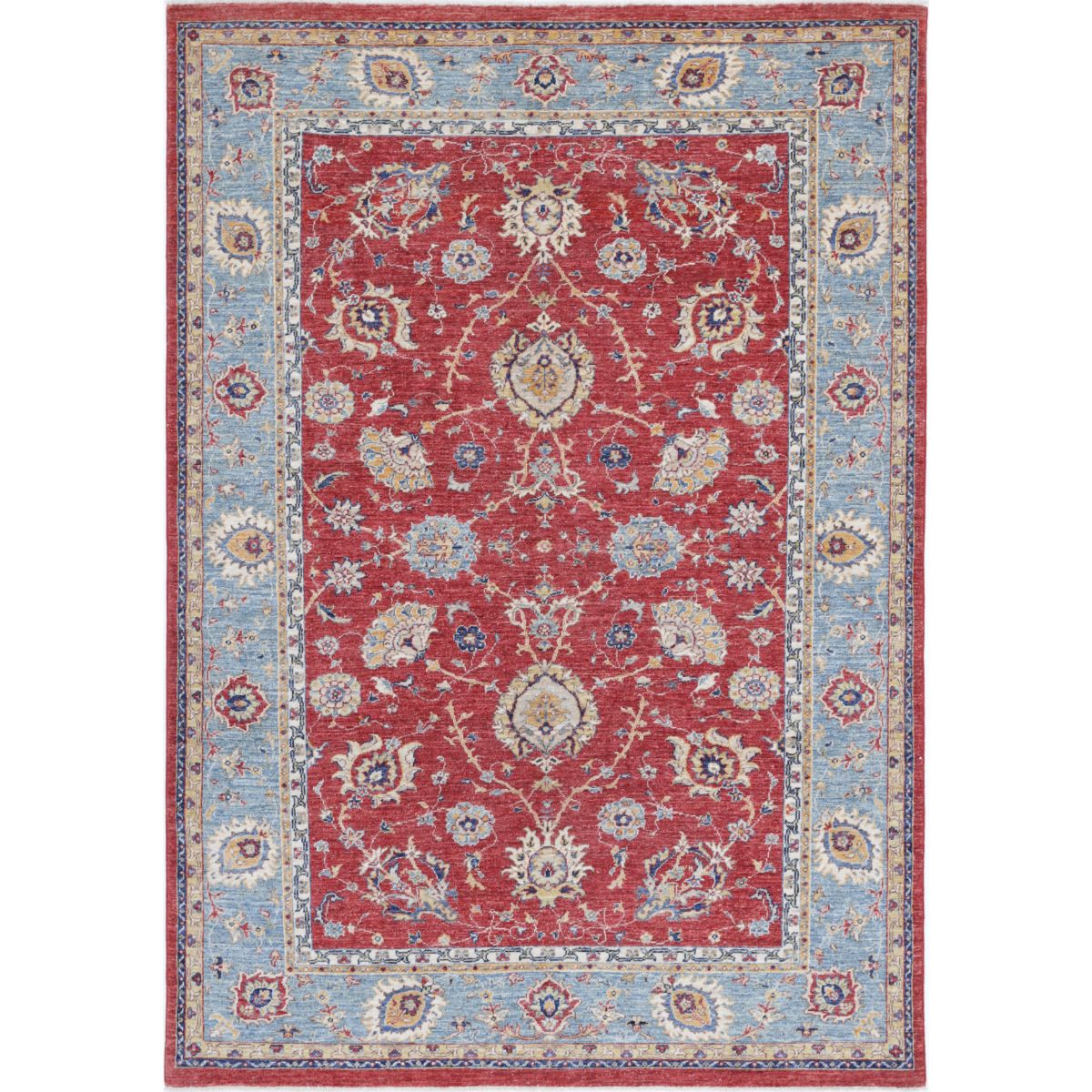 Ziegler Collection Hand Knotted Red 5'8" X 7'11" Rectangle Farhan Design Wool Rug