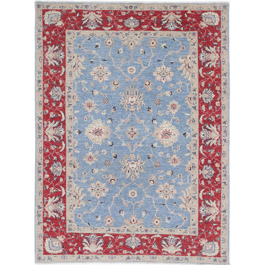 Ziegler Collection Hand Knotted Blue 4'10" X 6'6" Rectangle Farhan Design Wool Rug