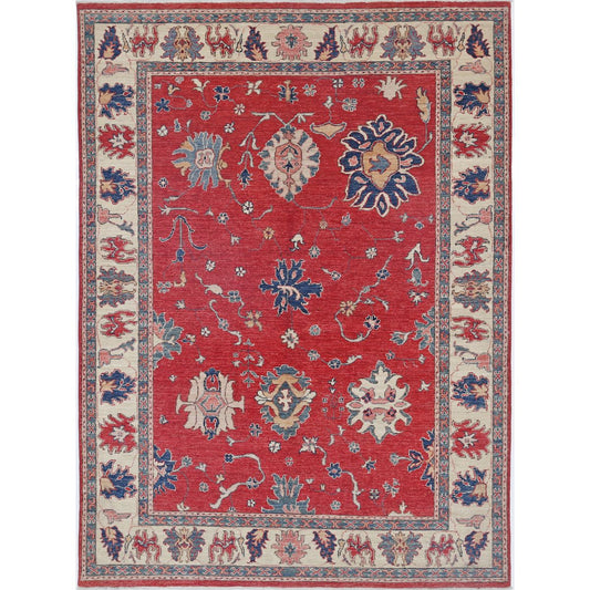 Ziegler Collection Hand Knotted Red 4'11" X 6'9" Rectangle Farhan Design Wool Rug