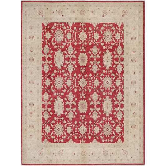 Ziegler Collection Hand Knotted Red 8'1" X 10'7" Rectangle Farhan Design Wool Rug