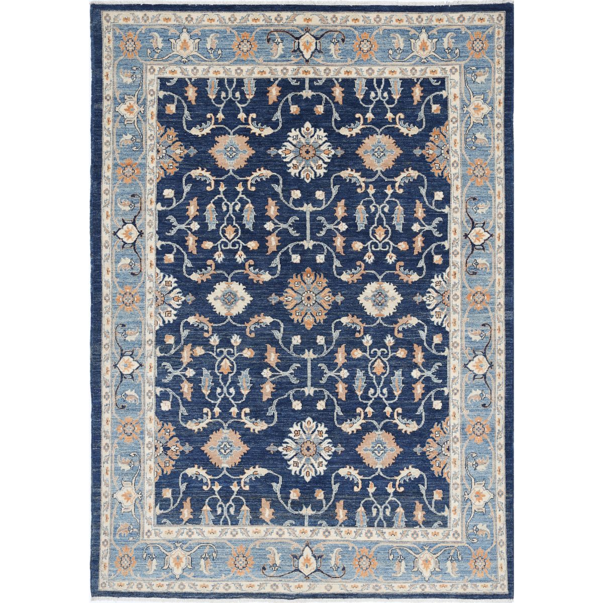 Ziegler Collection Hand Knotted Blue 5'11" X 8'9" Rectangle Farhan Design Wool Rug
